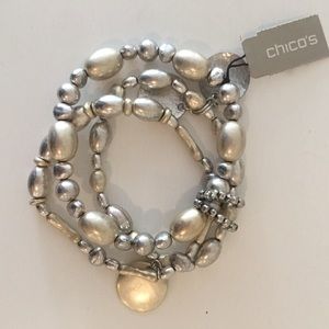 Chico’s metal bead bangle bracelet set - NWT